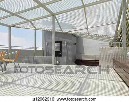 Rooftop patio View Large Photo Image Stock Photograph - Rooftop patio. Fotosearch
