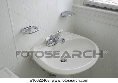 Small white pedestal sink View Large Photo Image Stock Photo - Small white pedestal sink. Fotosearch