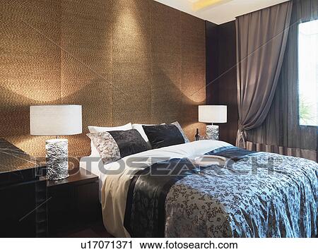 Textured wall behind bed View Large Photo Image Stock Image - Textured wall behind bed. Fotosearch