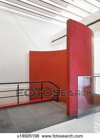 Top of staircase with red wall View Large Photo Image Stock Photo - Top of staircase with red wall. Fotosearch