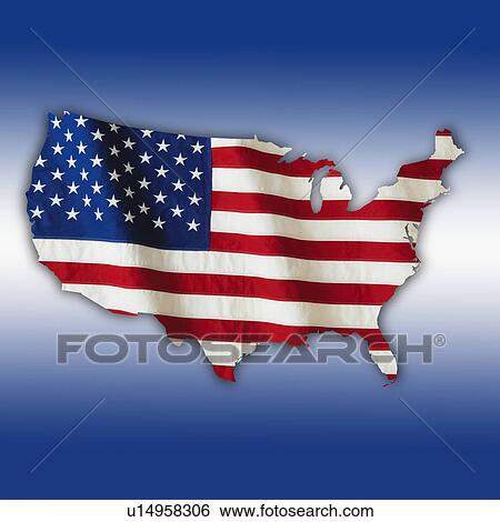 American flag in shape of United States View Large Photo Image Stock Photograph - American flag in shape of United States. Fotosearch