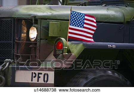 American flag on jeep View Large Photo Image Stock Photo - American flag on jeep. Fotosearch