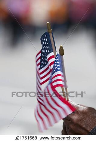 Stock Photo - American flags. Fotosearch