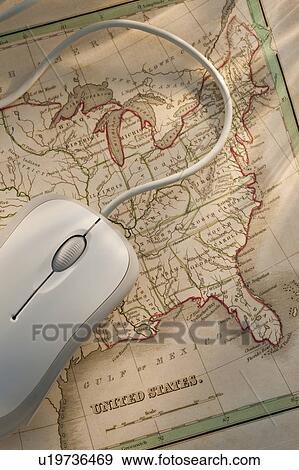 Antique map and computer mouse View Large Photo Image Stock Photo - Antique map and computer mouse. Fotosearch