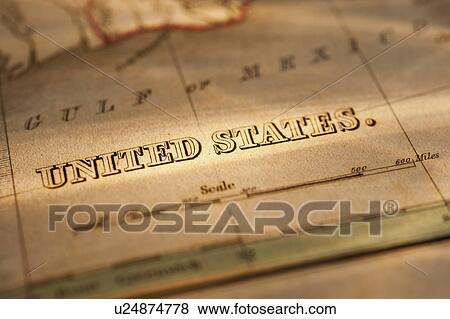 Stock Photo - Antique map of United States. Fotosearch