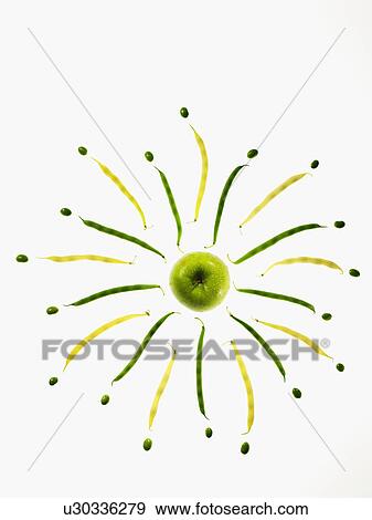 Stock Photo - Apple beans and peas. Fotosearch