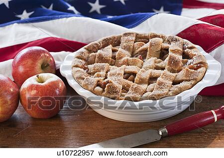 Apple pie and American flag View Large Photo Image Stock Photo - Apple pie and American flag. Fotosearch