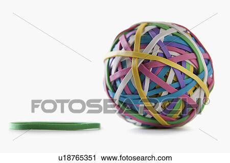 Stock Image - Ball of colorful rubber bands. Fotosearch