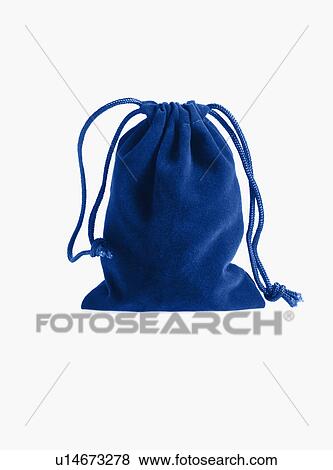Blue drawstring bag View Large Photo Image Stock Photo - Blue drawstring bag. Fotosearch