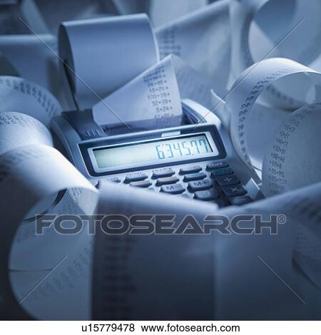 Calculator and receipts View Large Photo Image Stock Photo - Calculator and receipts. Fotosearch
