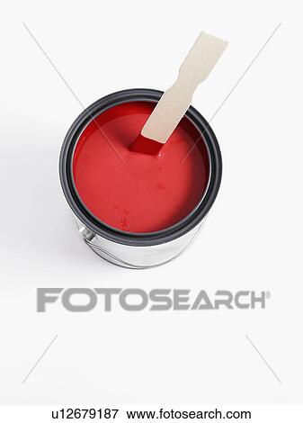Can of red paint View Large Photo Image Stock Photo - Can of red paint. Fotosearch
