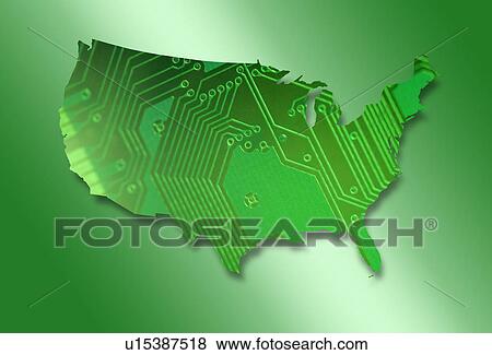 Circuit board in shape of United States of America View Large Photo Image Stock Photo - Circuit board in shape of United States of America. Fotosearch