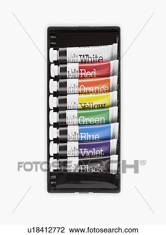 Stock Image - Colored paint tubes. Fotosearch