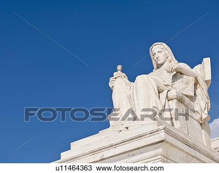Stock Image - Contemplation of justice statue. Fotosearch