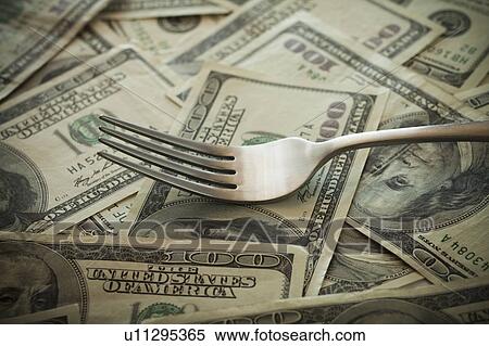 Stock Photography - Fork and money. Fotosearch