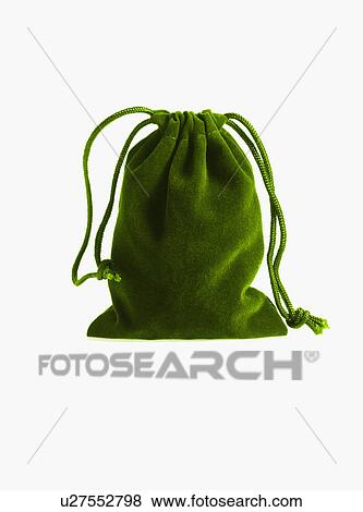 Green drawstring bag View Large Photo Image Stock Photo - Green drawstring bag. Fotosearch