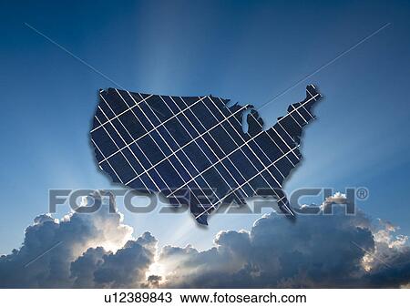 Stock Image - Grid in shape of United Stated. Fotosearch