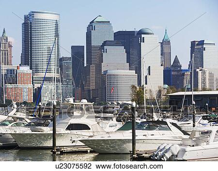 Stock Image - Harbor and high-rise buildings. Fotosearch
