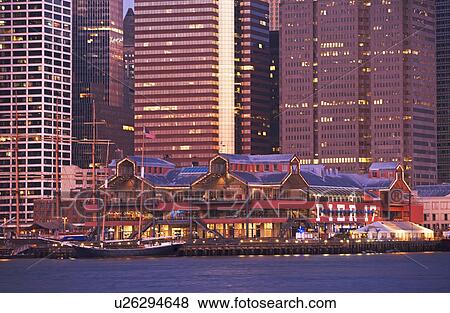 Stock Photo - Harbor and skyscrapers. Fotosearch