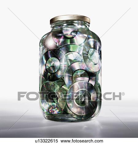 Jar of compact discs View Large Photo Image Stock Photography - Jar of compact discs. Fotosearch