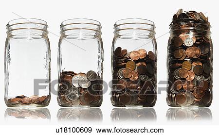 Stock Photo - Jars of coins. Fotosearch