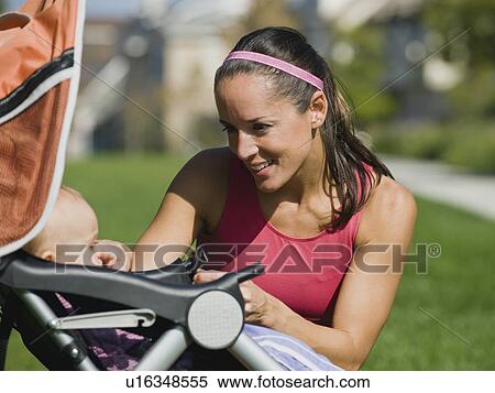 Stock Photography - Jogger and baby. Fotosearch