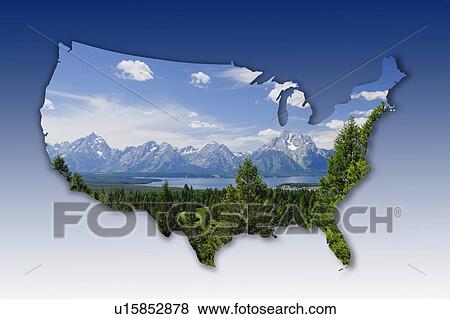 Stock Photo - Landscape in shape of the United States. Fotosearch