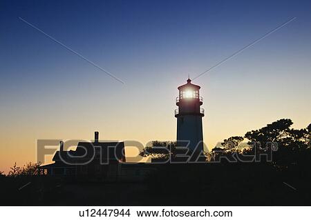 Lighthouse at night View Large Photo Image Picture - Lighthouse at night. Fotosearch