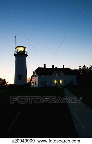 Lighthouse at night View Large Photo Image Stock Photo - Lighthouse at night. Fotosearch