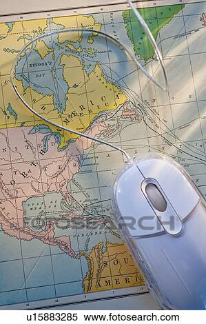 Stock Photography - Map and computer mouse. Fotosearch