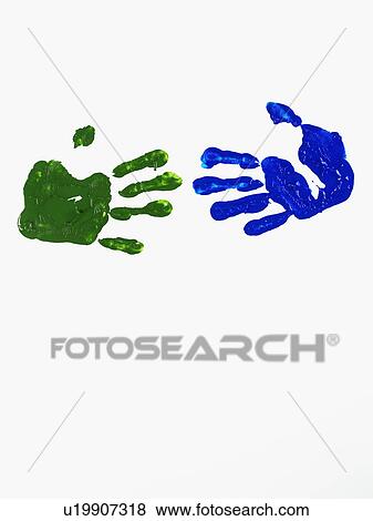 Stock Photo - Painted hand prints. Fotosearch