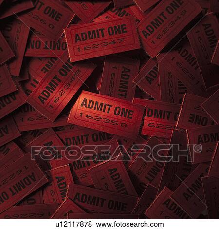 Stock Photo - Pile of red admit one tickets. Fotosearch