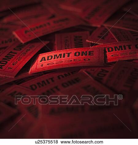 Stock Photo - Pile of red admit one tickets. Fotosearch