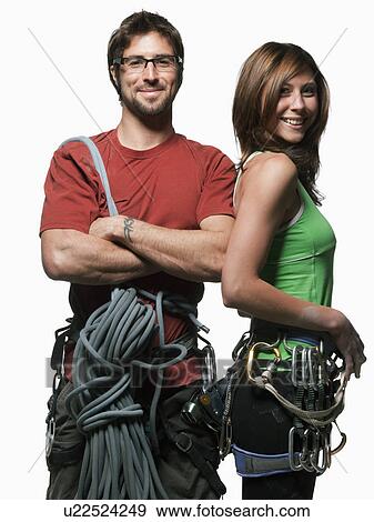 Portrait of two climbers View Large Photo Image Stock Photo - Portrait of two climbers. Fotosearch