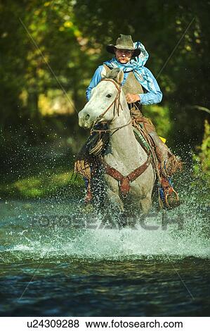 Riding horse through water View Large Photo Image Stock Photo - Riding horse through water. Fotosearch