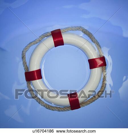 Stock Photograph - Ring buoy in water. Fotosearch