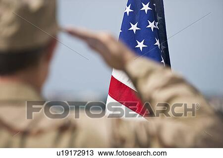 Stock Image - Soldier saluting. Fotosearch