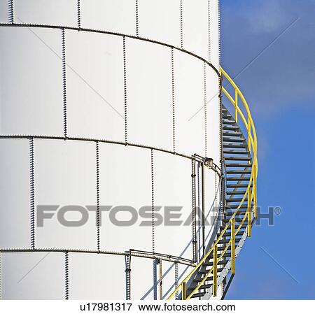 Steps on oil tank View Large Photo Image Stock Photo - Steps on oil tank. Fotosearch