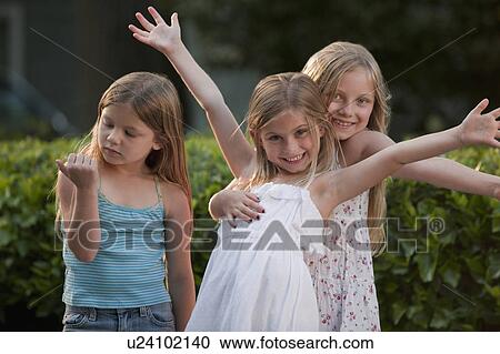 Stock Image - Three young girls. Fotosearch