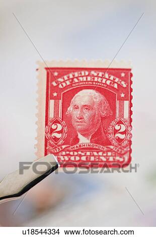 Picture - Tweezers holding stamp. Fotosearch