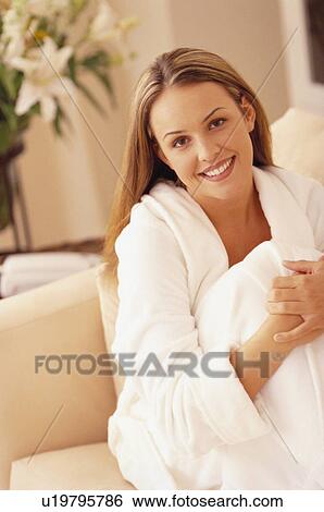 Stock Photograph - Woman in robe. Fotosearch