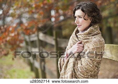 Picture - Woman wearing shall. Fotosearch