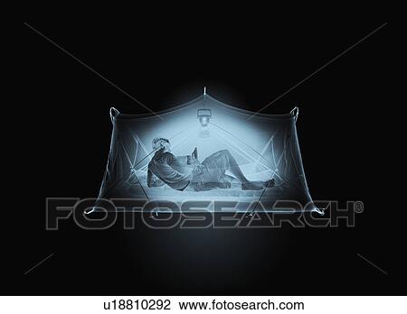 Stock Image - X-ray of person in tent. Fotosearch