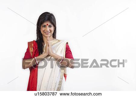 A Bengali woman greeting View Large Photo Image Stock Photo - A Bengali woman greeting. Fotosearch