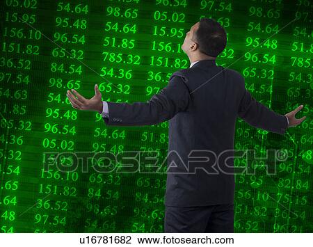 Stock Image - Businessman standing with arms wide open. Fotosearch