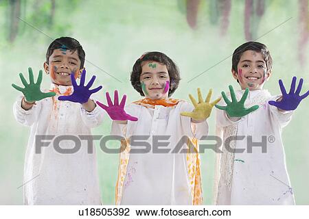 Children with coloured palms View Large Photo Image Stock Image - Children with coloured palms. Fotosearch