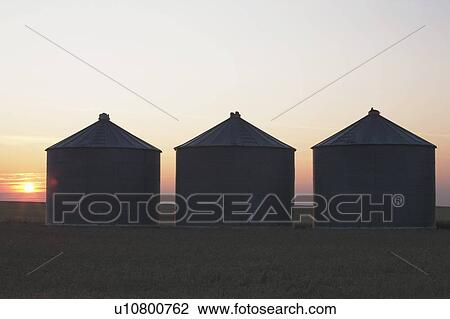 Stock Image - Silhouette of silos. Fotosearch