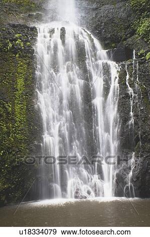 Stock Photo - waterfall, hana, maui, hawaii, usa. Fotosearch