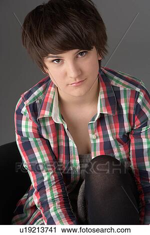Stock Image - Close Up Studio Portrait Of Teenage Girl. Fotosearch