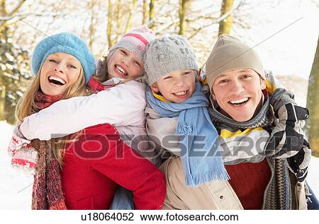 Family Having Fun Snowy Woodland View Large Photo Image Stock Image - Family Having Fun Snowy Woodland. Fotosearch